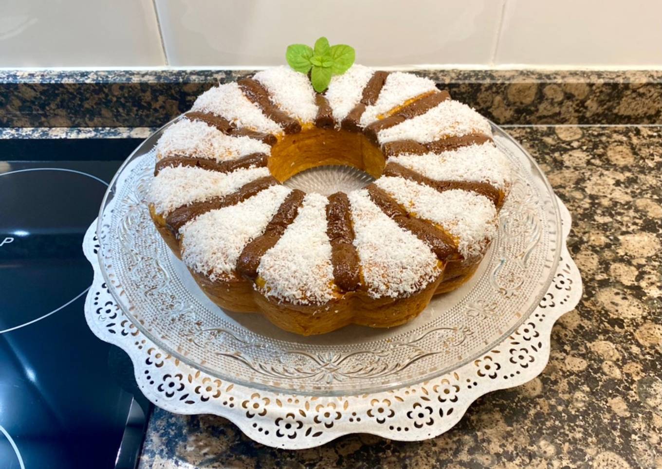 Bizcocho de batata, coco y dulce de leche