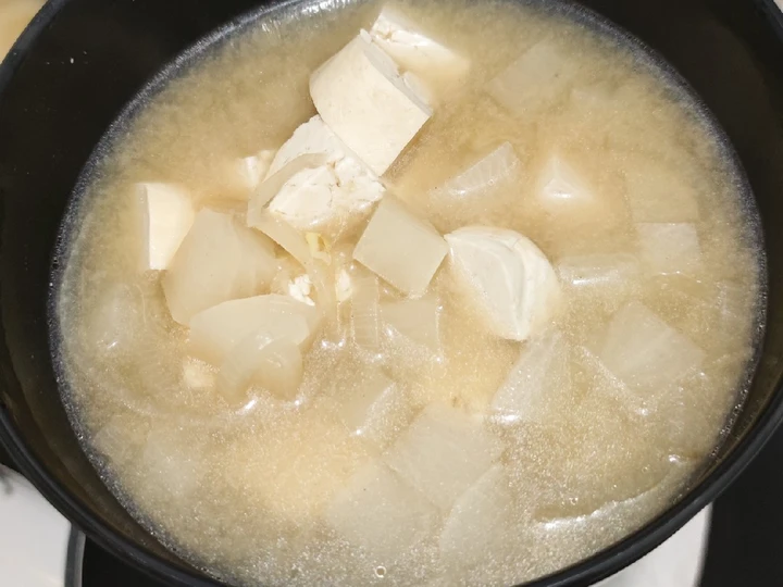 Recipe Miso soup with tofu, daikon, onion which Delicious