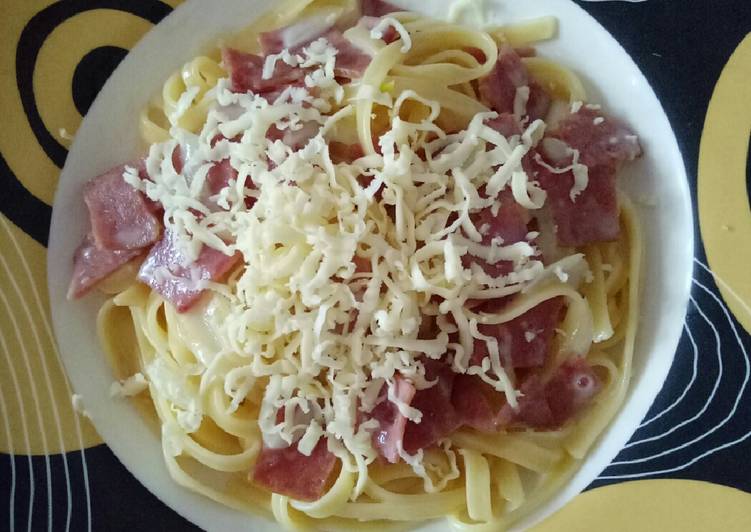 Cara Gampang Membuat Carbonara Fettucini sederhana yang Lezat Sekali