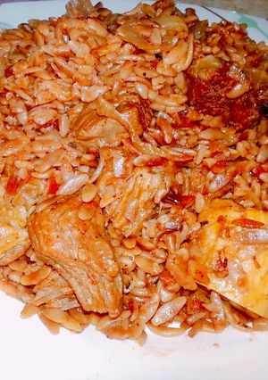صورة لوصفة طاجن لسان عصفور باللحمه