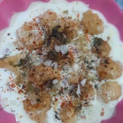 A picture of Moong dal dahi bhalle.