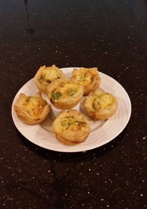 A picture of Individual Ham and Cheese Puff Pastry Quiche.