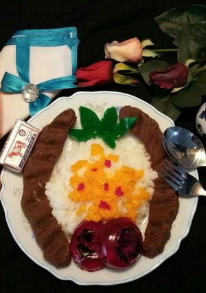 A picture of Iranian Chelo Kabab Koobideh or Jello Kabab Koobideh!? (fun with Jello).