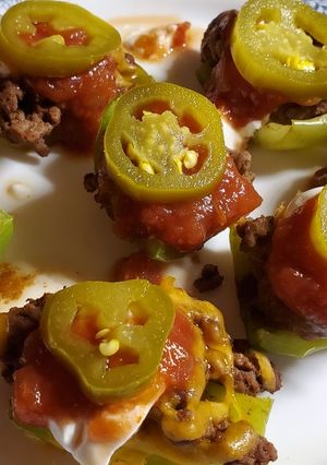 A picture of Cheesy Bell Pepper Nachos.