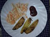 Pan fried potatoes and coleslaw