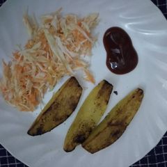 A picture of Pan fried potatoes and coleslaw.