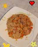 Arroz con pollo y zanahoria