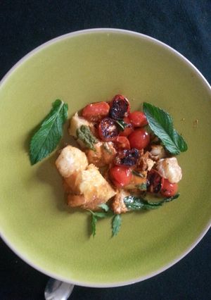 A picture of Atlantic Grouper and Grilled Tamatoes.