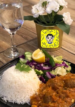 صورة لوصفة كفتة غنم بالمرق ' رز ابيض