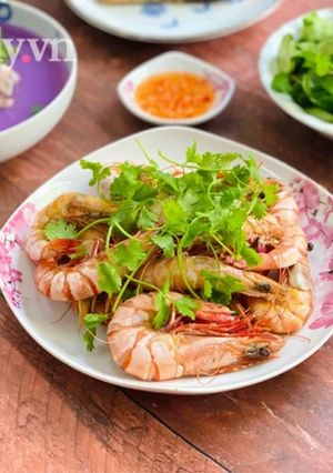 Hình của món Tôm Hấp Nước Dừa.