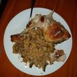 Pollo al limón con arroz y champiñones al pedro Jimenez