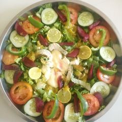 A picture of Avocado salad with Avocado dressing.