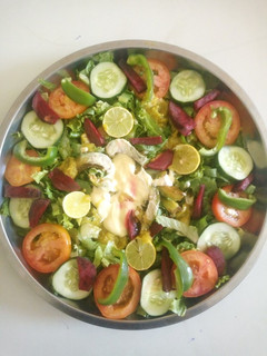A picture of Avocado salad with Avocado dressing.