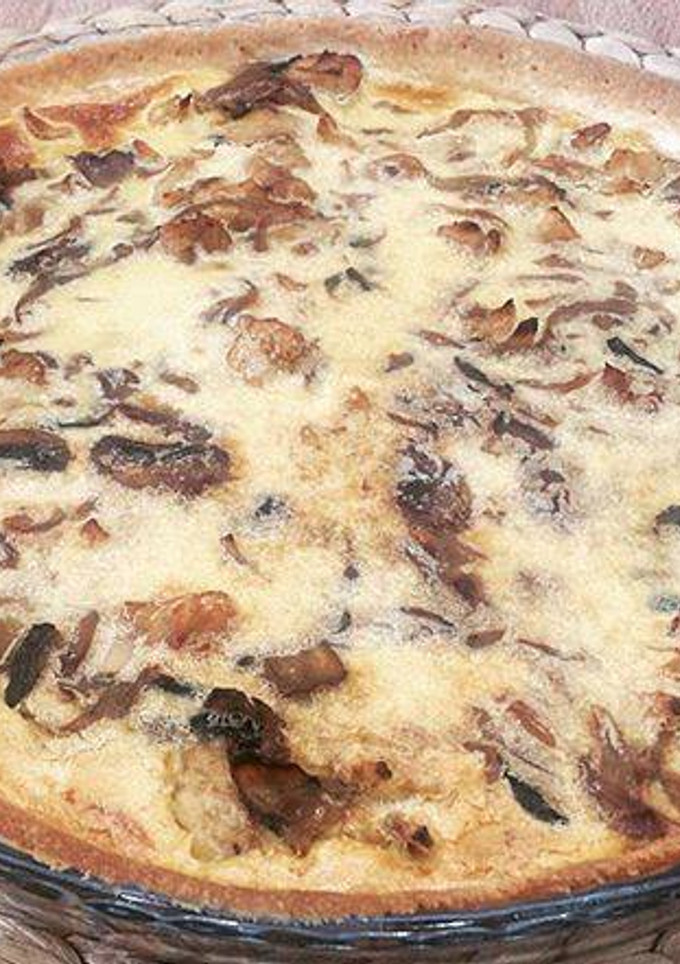 Una foto de Quiche pollo y champiñones