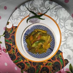 A picture of Sweet bitter gourd ki sabzi.