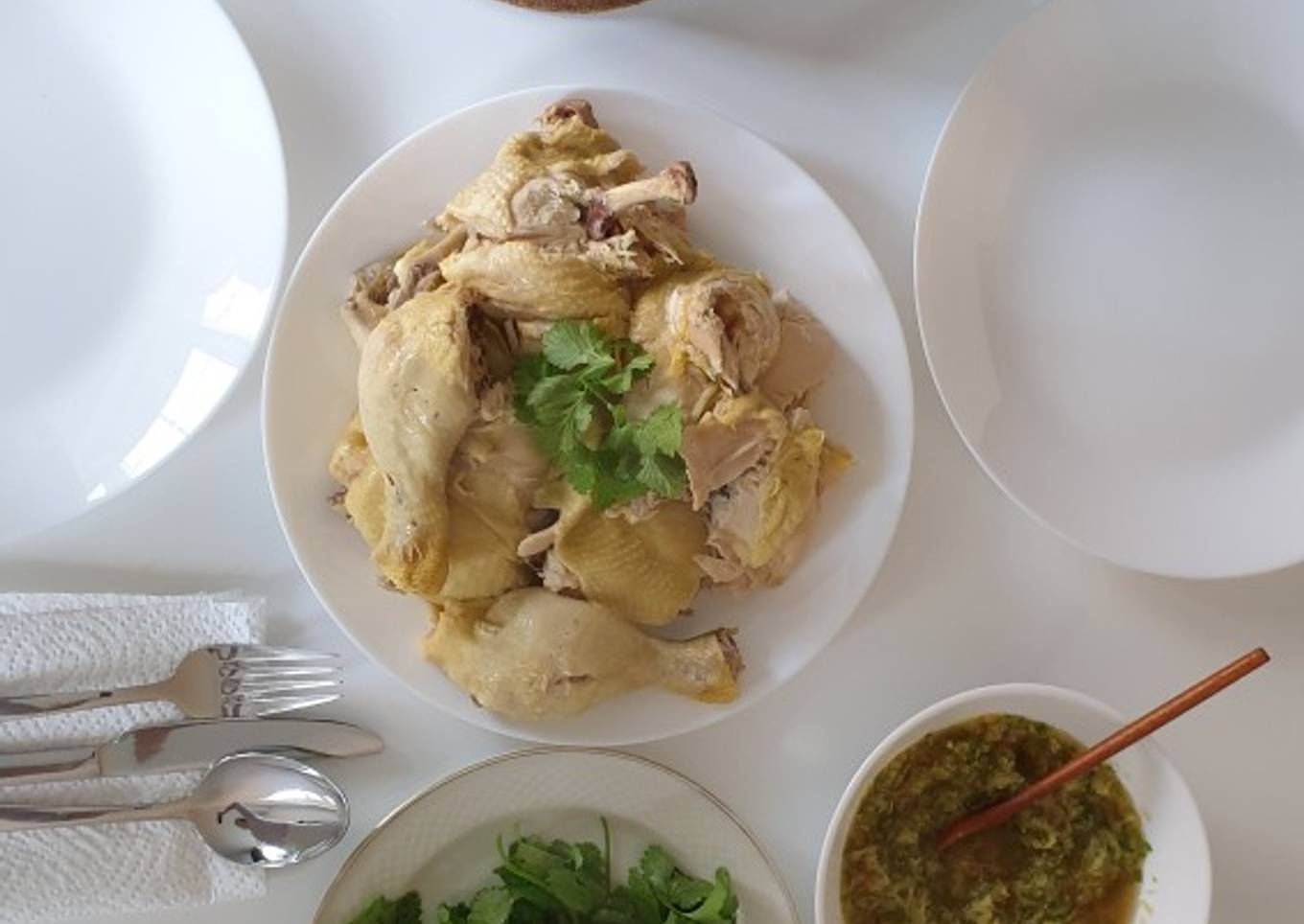 Boiled chicken and chicken rice