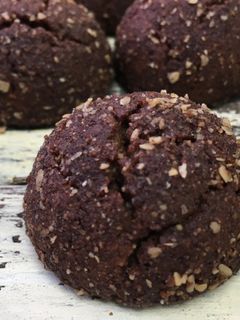 A picture of Spiced Chocolate Peanut Butter Cookies with Lentil Flour.