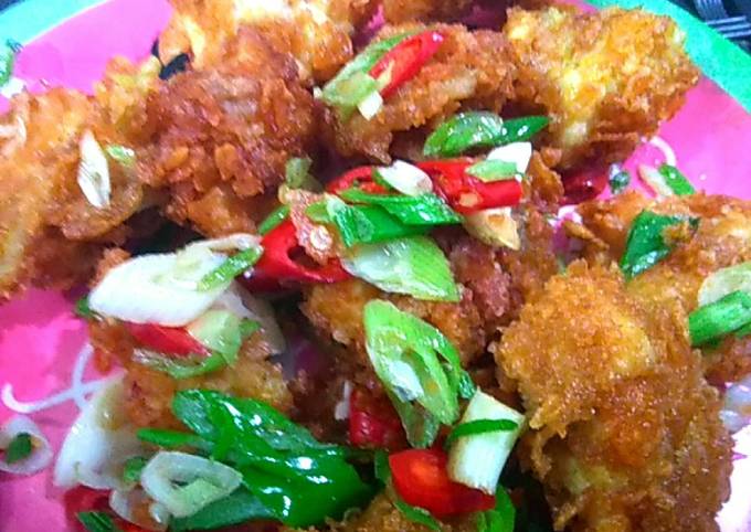 Ayam popcorn goreng bawang