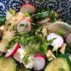A picture of Warm tofu salad with shiso.