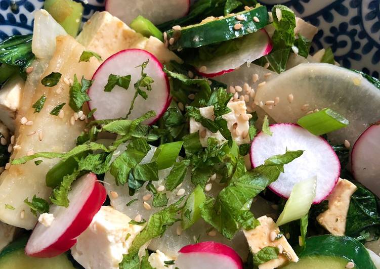 Simple Way to Prepare Perfect Warm tofu salad with shiso