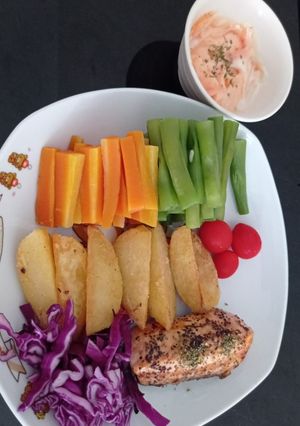 Foto resep Salmon grill with vegetables
