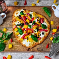 A picture of Mango Strawberry Naan Pizza.
