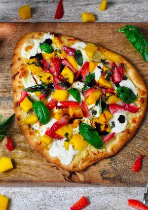 A picture of Mango Strawberry Naan Pizza.