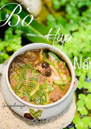 Hình của món Bò hấp nấm.