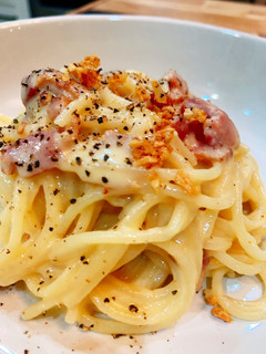 A picture of My Favorite Pasta Carbonara.