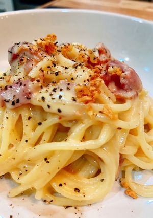 A picture of My Favorite Pasta Carbonara.