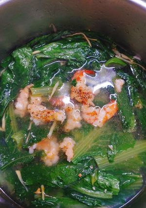 Hình của món Cải xanh nấu tôm.