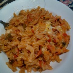 A picture of Macaroni with Mozzarella cheese.