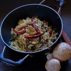 A picture of Mushroom Biryani.