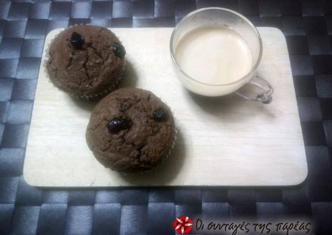 κύρια φωτογραφία συνταγής Muffins σοκολάτας με cranberries και βρώμη