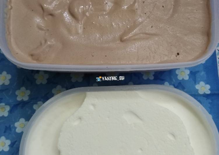 Cara Membuat 🍨Es Krim 2 Rasa (Coklat dan Durian)🍨 Anti Gagal