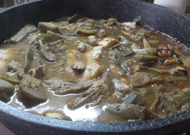 Rana pescatrice con carciofi