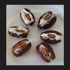 A picture of Cream and almond dates.