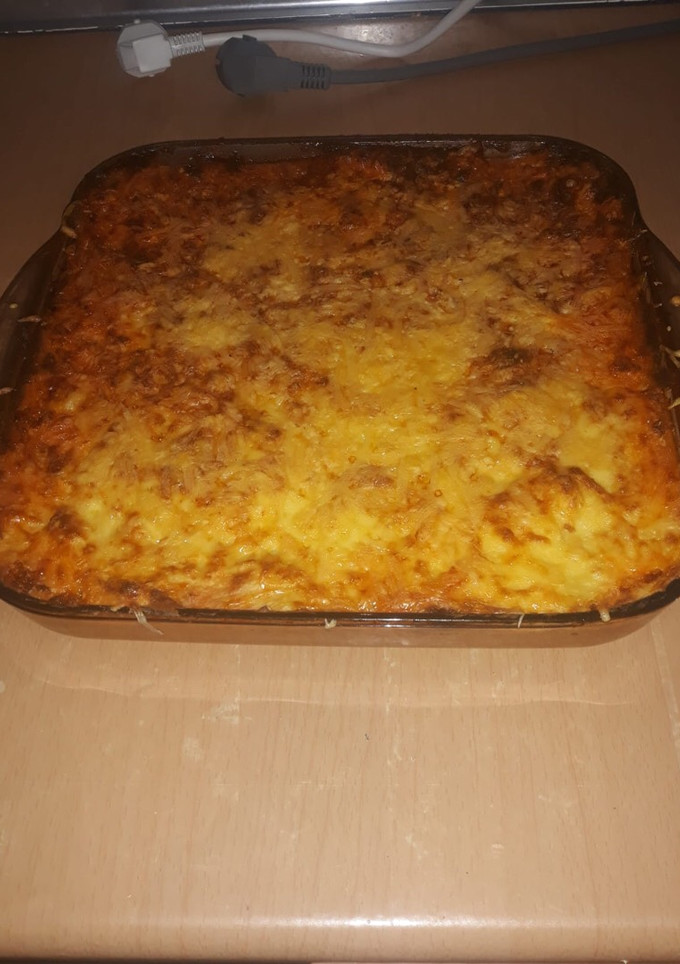 Una foto de Carne picada al horno con puré de patatas y queso