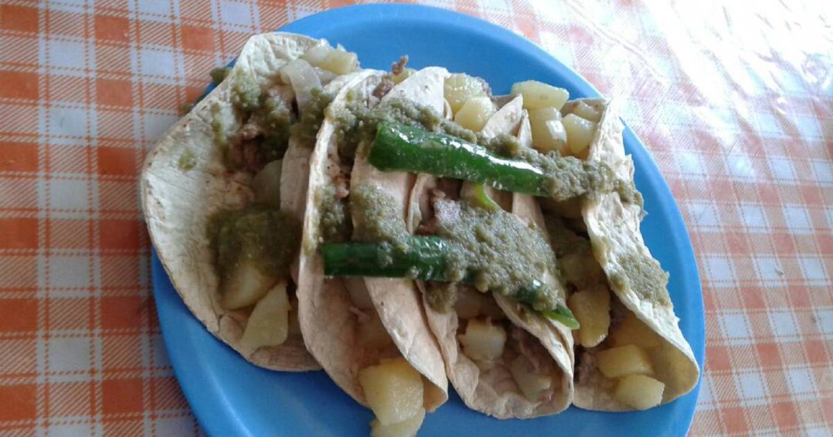 Tacos de bistec con papas Receta de Zoyla Enojona ??- Cookpad