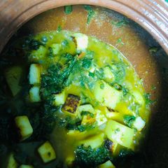A picture of Palak alo paneer sabzi annie ke kitchen se.