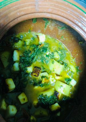A picture of Palak alo paneer sabzi annie ke kitchen se.