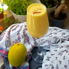 A picture of Kesar mango lassi.