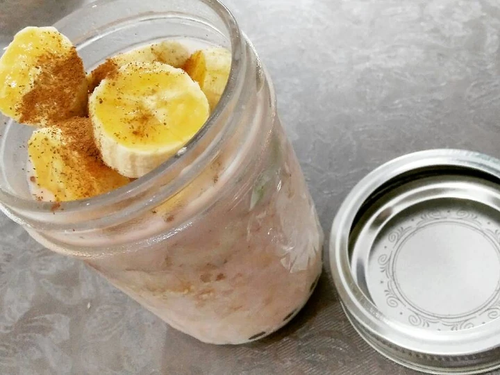 Cara Sederhana Membuat Resep  Banana Apple Cinnamon Overnight Oat yang Lezat Sekali, Lezat Sekali