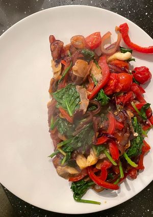 A picture of Sautéed Spinach and Vegetable Side Dish.