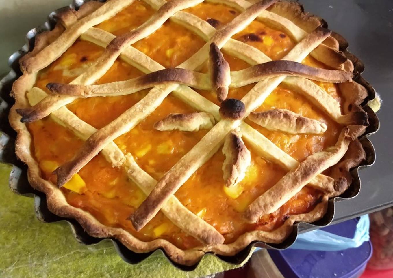 Tarta de calabaza con choclo y pollo