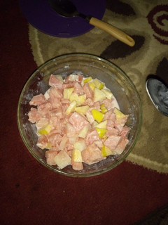 A picture of Watermelon and Apple salad.