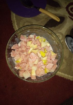 A picture of Watermelon and Apple salad.