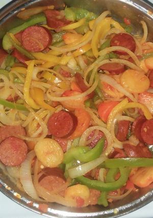 A picture of Easy Sausage and potato stir fry.