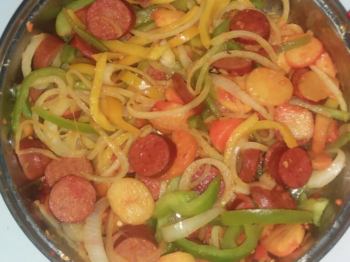 Easy Way Make Easy Sausage and potato stir fry the Delicious Delicious