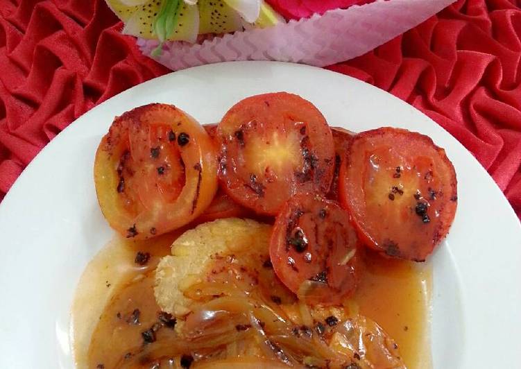 Steak tempe blackpepper sauce
